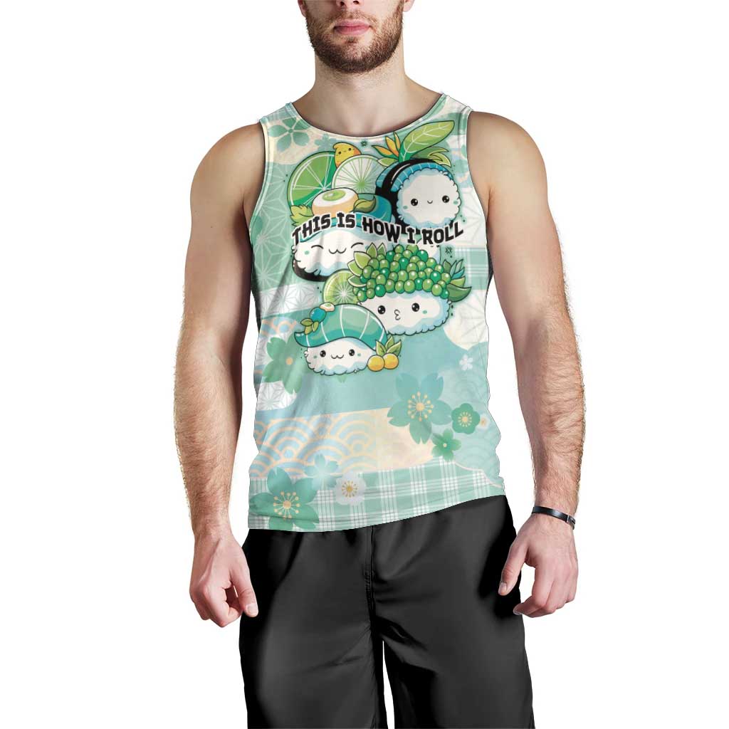 Personalized Japanese Kawaii Sushi Men Tank Top Green Wagara Palaka This Is How I Roll