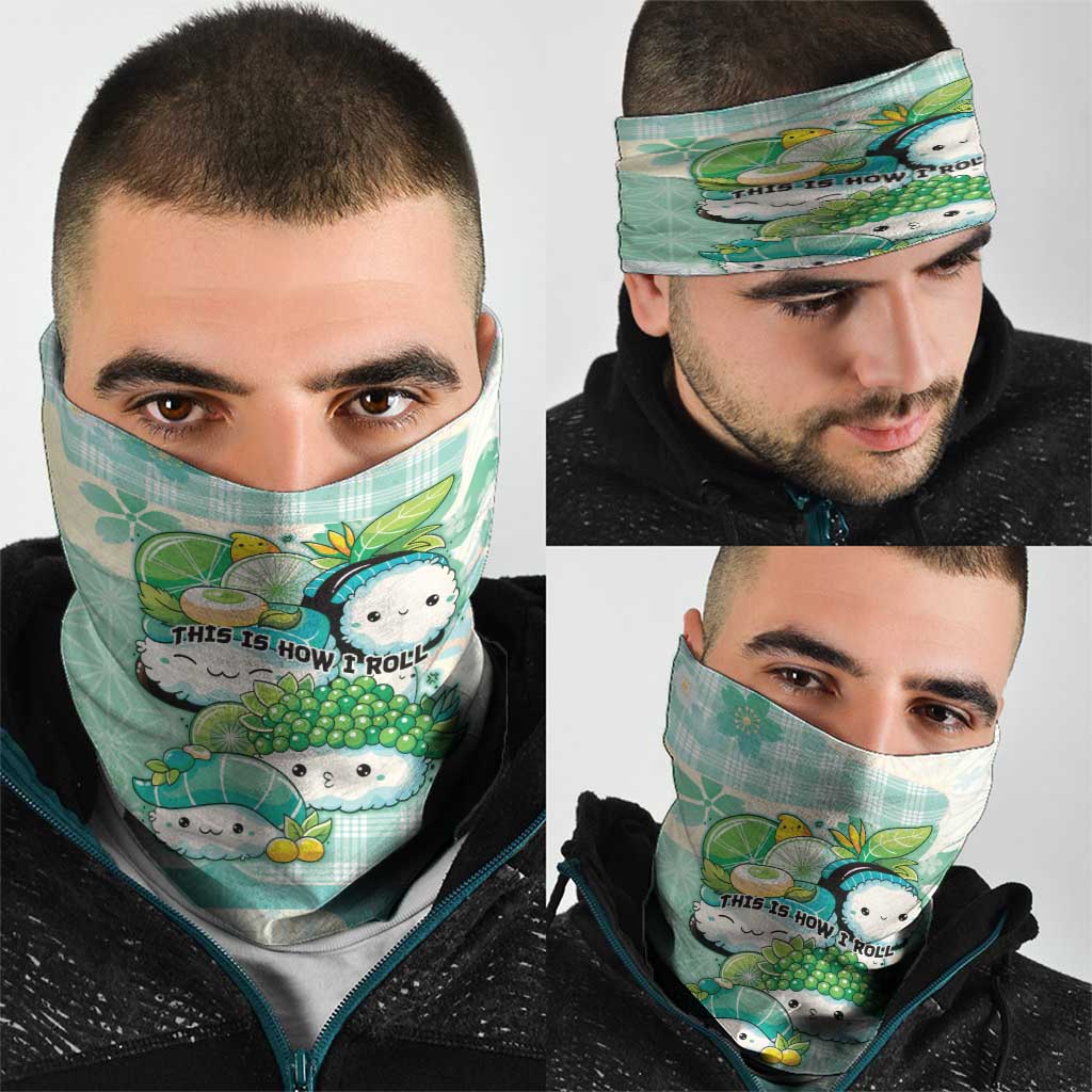 Japanese Kawaii Sushi Neck Gaiter Green Wagara Palaka This Is How I Roll
