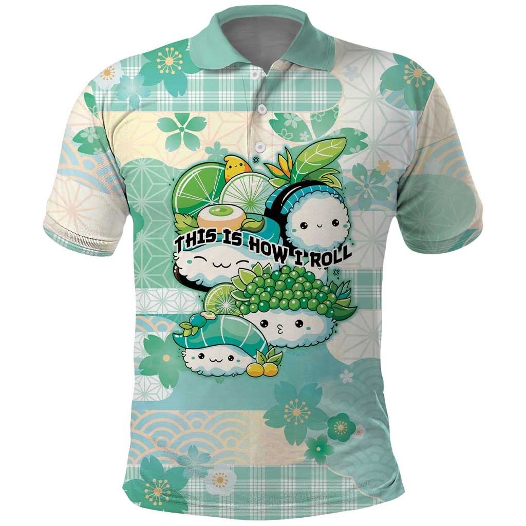 Personalized Japanese Kawaii Sushi Polo Shirt Green Wagara Palaka This Is How I Roll LT9 Green - Polynesian Pride