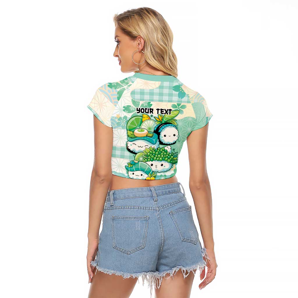 Personalized Japanese Kawaii Sushi Raglan Cropped T Shirt Green Wagara Palaka This Is How I Roll