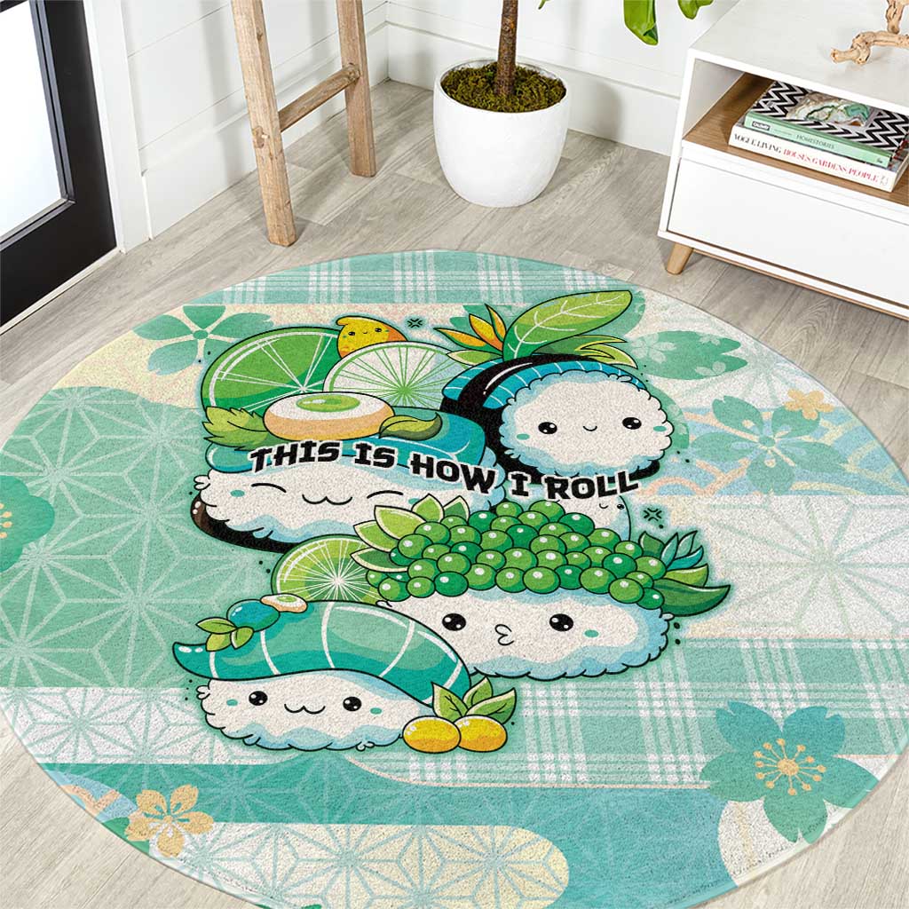 Japanese Kawaii Sushi Round Carpet Green Wagara Palaka This Is How I Roll