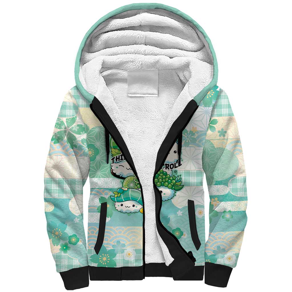 Personalized Japanese Kawaii Sushi Sherpa Hoodie Green Wagara Palaka This Is How I Roll LT9 Unisex Green - Polynesian Pride