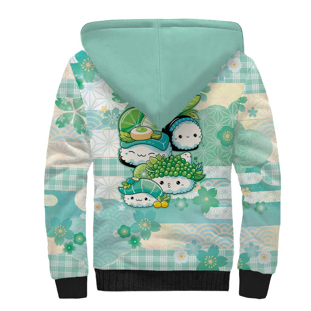 Personalized Japanese Kawaii Sushi Sherpa Hoodie Green Wagara Palaka This Is How I Roll LT9 - Polynesian Pride