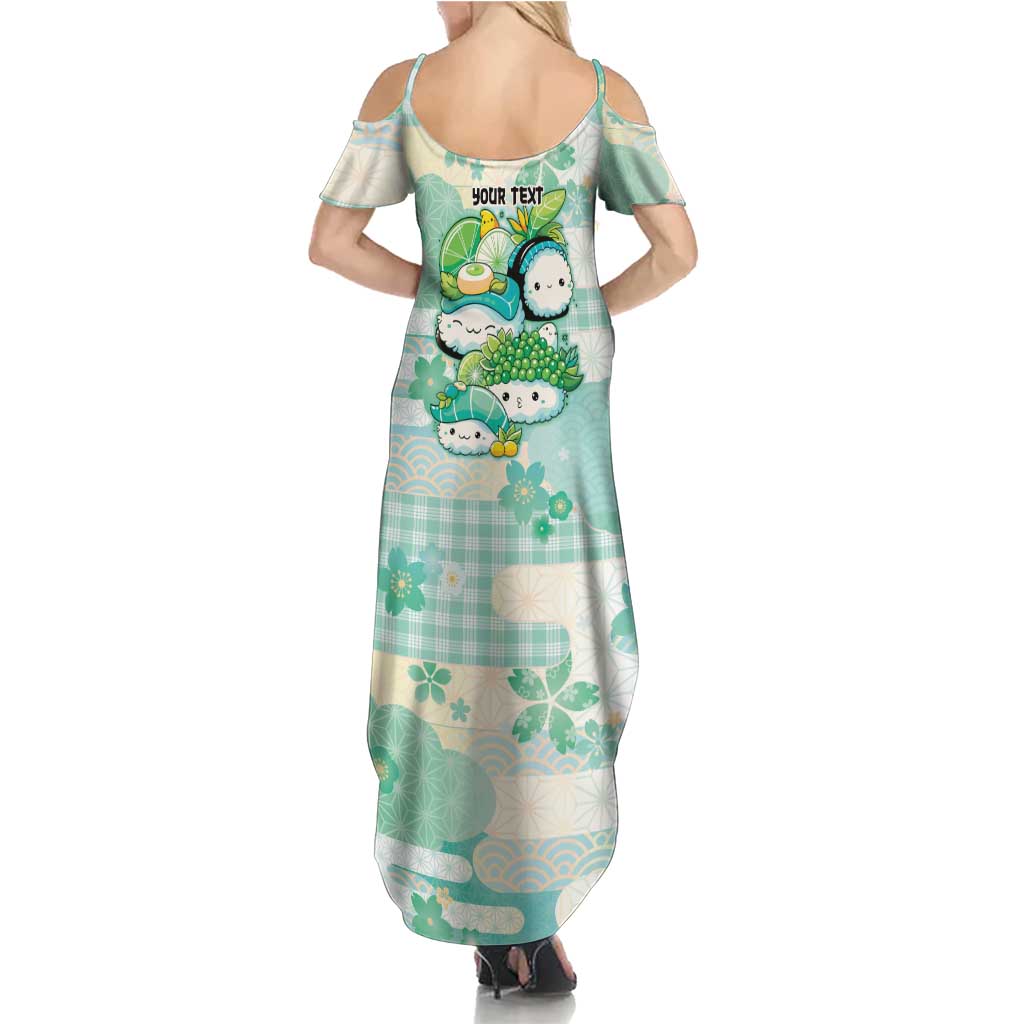 Personalized Japanese Kawaii Sushi Summer Maxi Dress Green Wagara Palaka This Is How I Roll