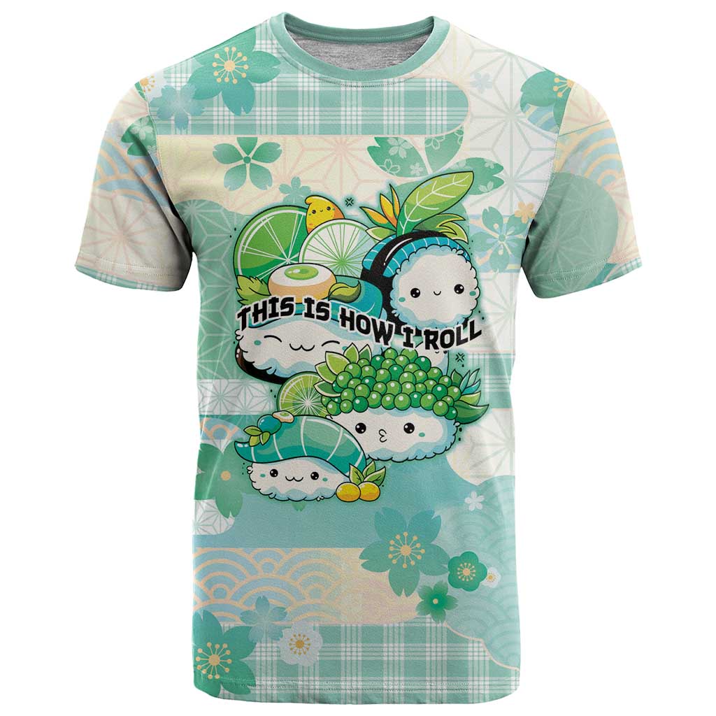Personalized Japanese Kawaii Sushi T Shirt Green Wagara Palaka This Is How I Roll LT9 Green - Polynesian Pride
