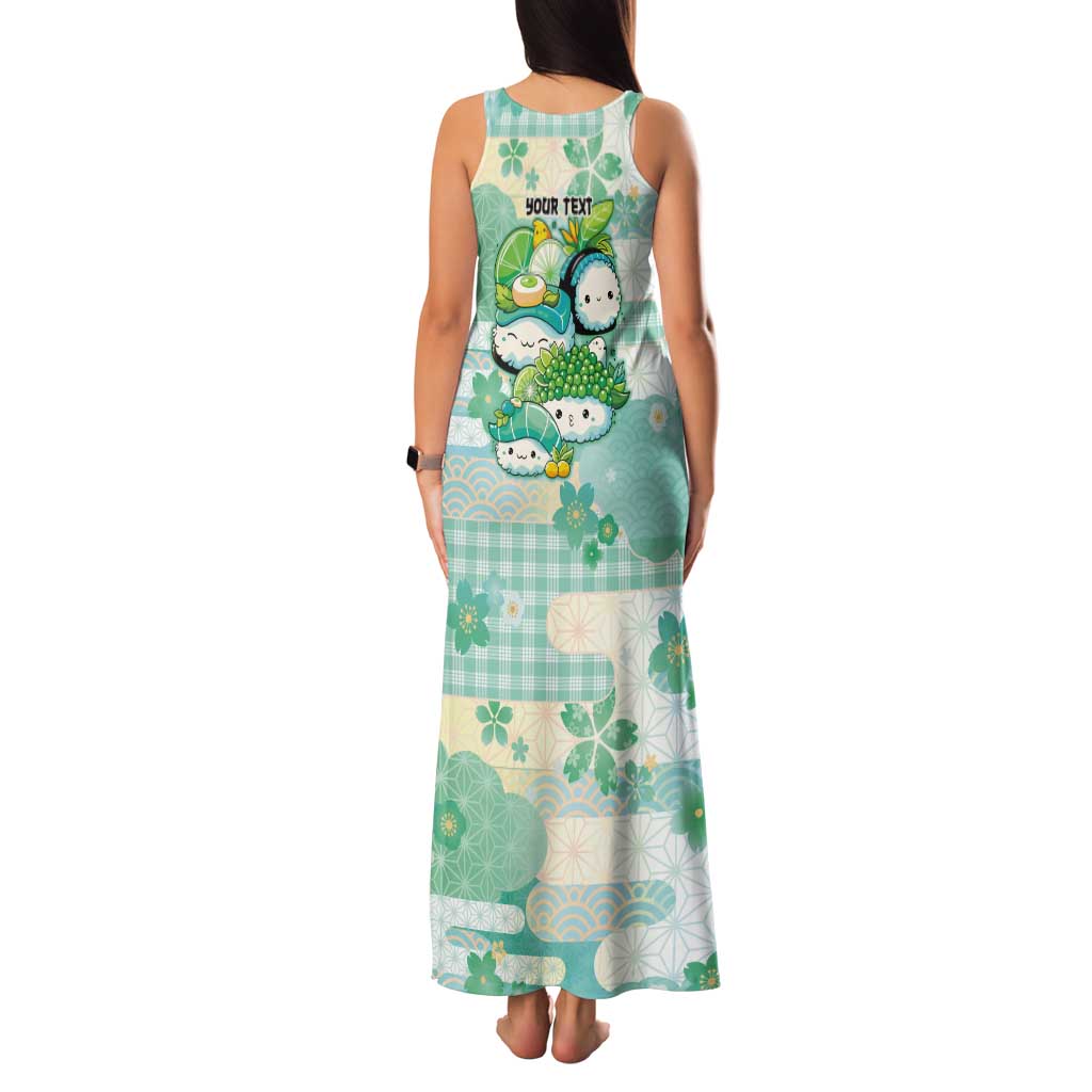 Personalized Japanese Kawaii Sushi Tank Maxi Dress Green Wagara Palaka This Is How I Roll