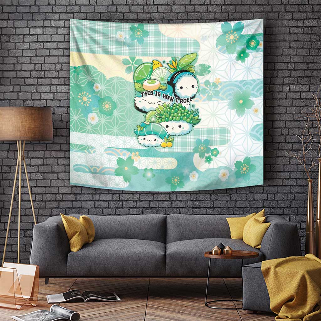 Japanese Kawaii Sushi Tapestry Green Wagara Palaka This Is How I Roll
