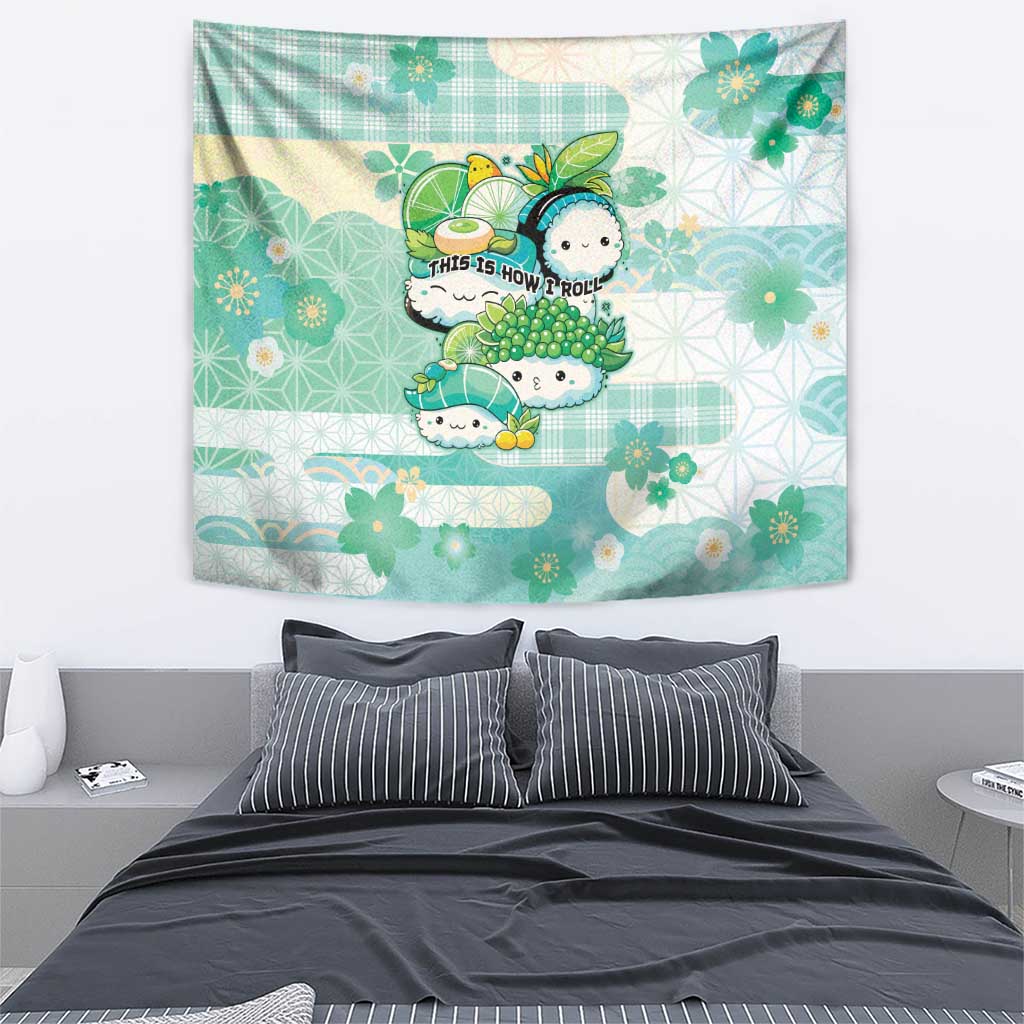 Japanese Kawaii Sushi Tapestry Green Wagara Palaka This Is How I Roll