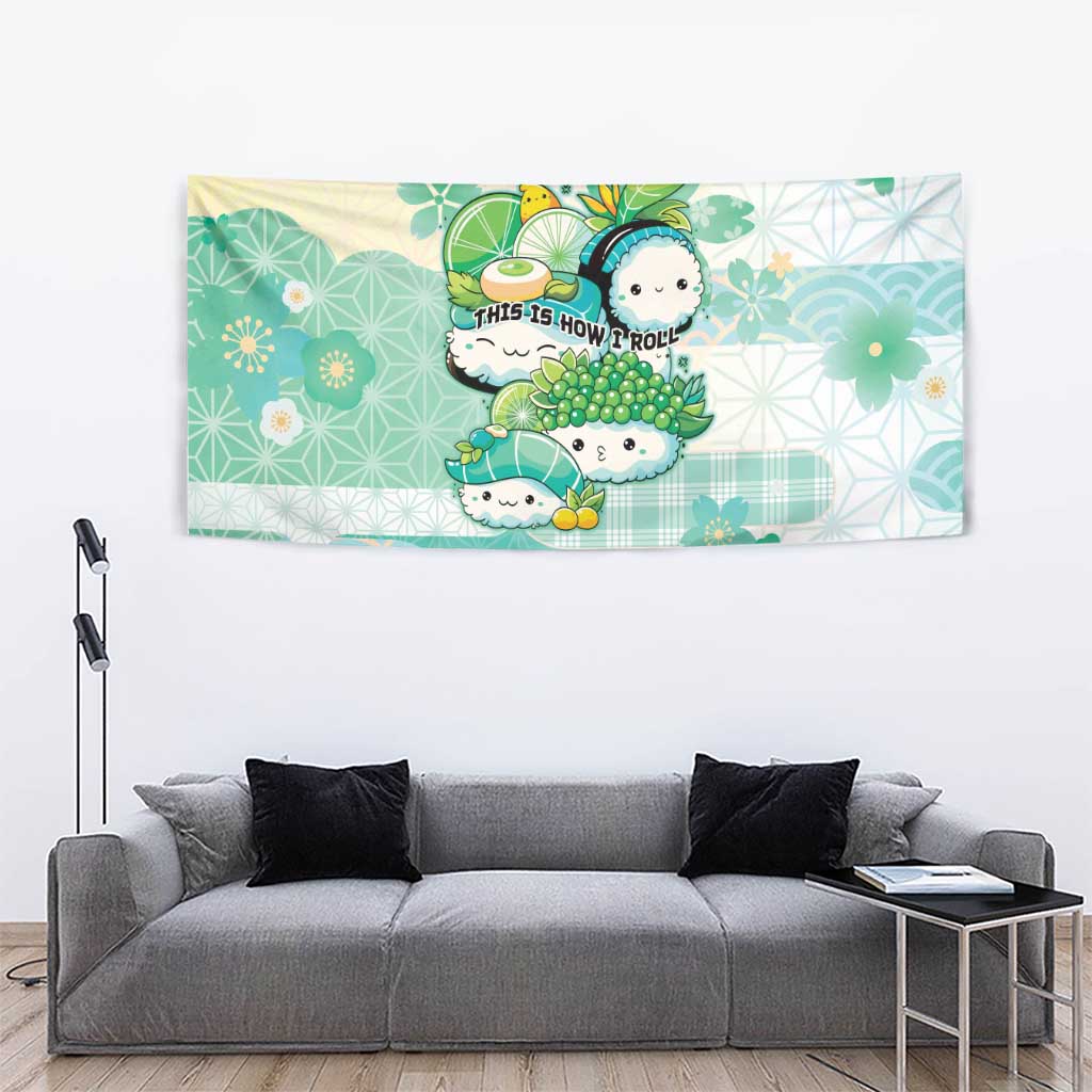 Japanese Kawaii Sushi Tapestry Green Wagara Palaka This Is How I Roll