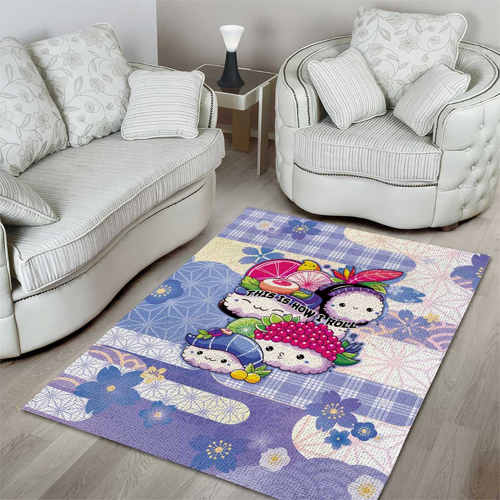 Japanese Kawaii Sushi Area Rug Blue Wagara Palaka This Is How I Roll