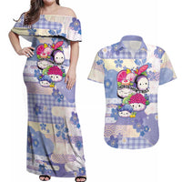 Personalized Japanese Kawaii Sushi Couples Matching Off Shoulder Maxi Dress and Hawaiian Shirt Blue Wagara Palaka This Is How I Roll LT9 Blue - Polynesian Pride
