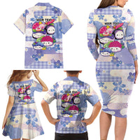 Personalized Japanese Kawaii Sushi Family Matching Long Sleeve Bodycon Dress and Hawaiian Shirt Blue Wagara Palaka This Is How I Roll LT9 - Polynesian Pride