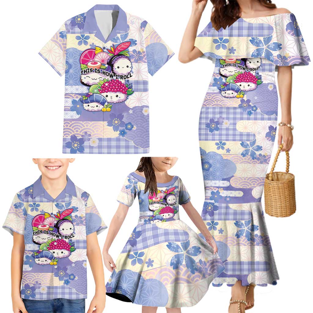Personalized Japanese Kawaii Sushi Family Matching Mermaid Dress and Hawaiian Shirt Blue Wagara Palaka This Is How I Roll LT9 - Polynesian Pride