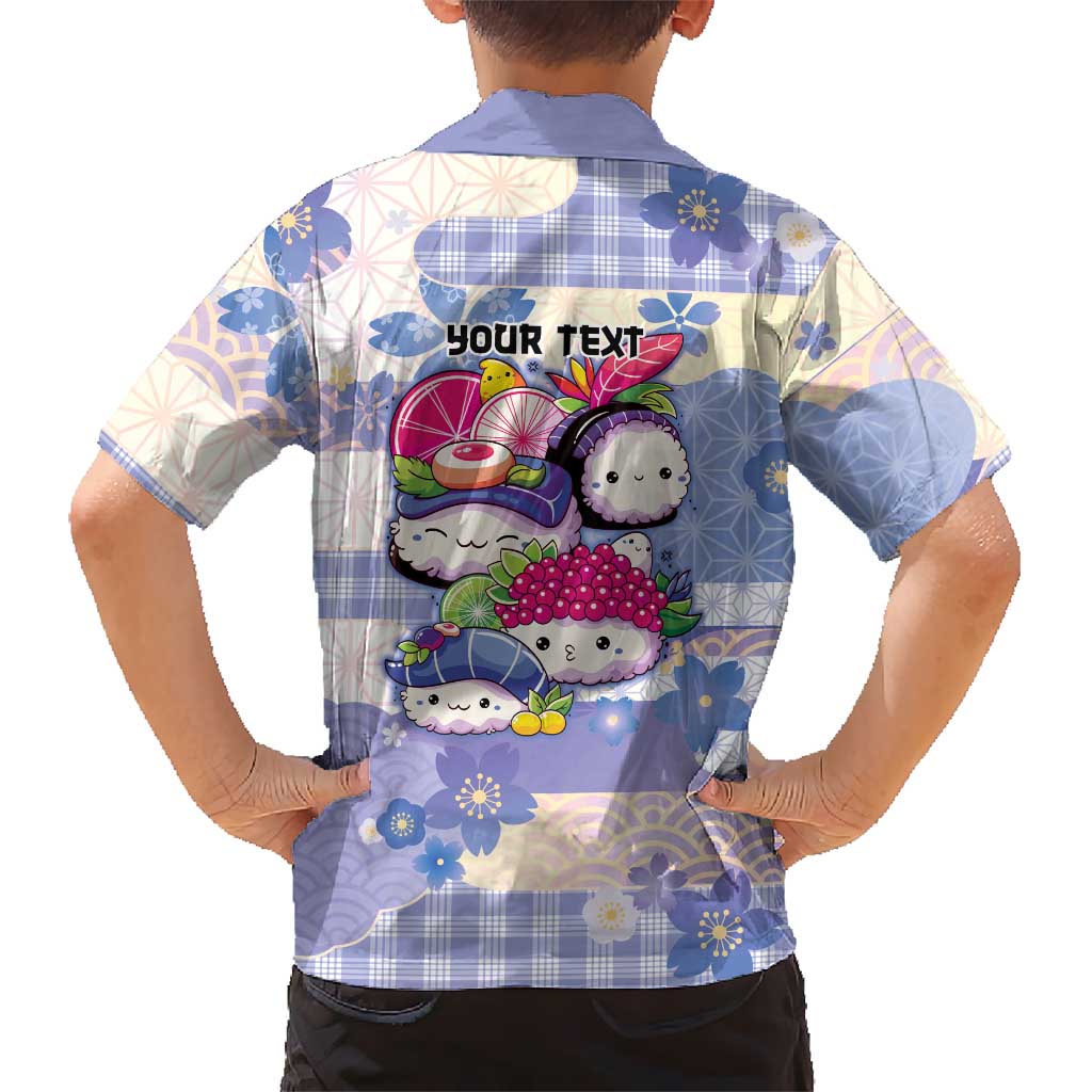 Personalized Japanese Kawaii Sushi Family Matching Off Shoulder Maxi Dress and Hawaiian Shirt Blue Wagara Palaka This Is How I Roll LT9 - Polynesian Pride