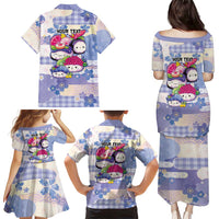 Personalized Japanese Kawaii Sushi Family Matching Puletasi and Hawaiian Shirt Blue Wagara Palaka This Is How I Roll LT9 - Polynesian Pride