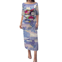 Personalized Japanese Kawaii Sushi Family Matching Puletasi and Hawaiian Shirt Blue Wagara Palaka This Is How I Roll LT9 Mom's Dress Blue - Polynesian Pride