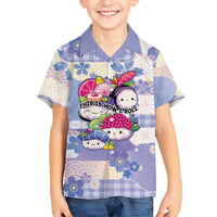 Personalized Japanese Kawaii Sushi Family Matching Puletasi and Hawaiian Shirt Blue Wagara Palaka This Is How I Roll LT9 Son's Shirt Blue - Polynesian Pride