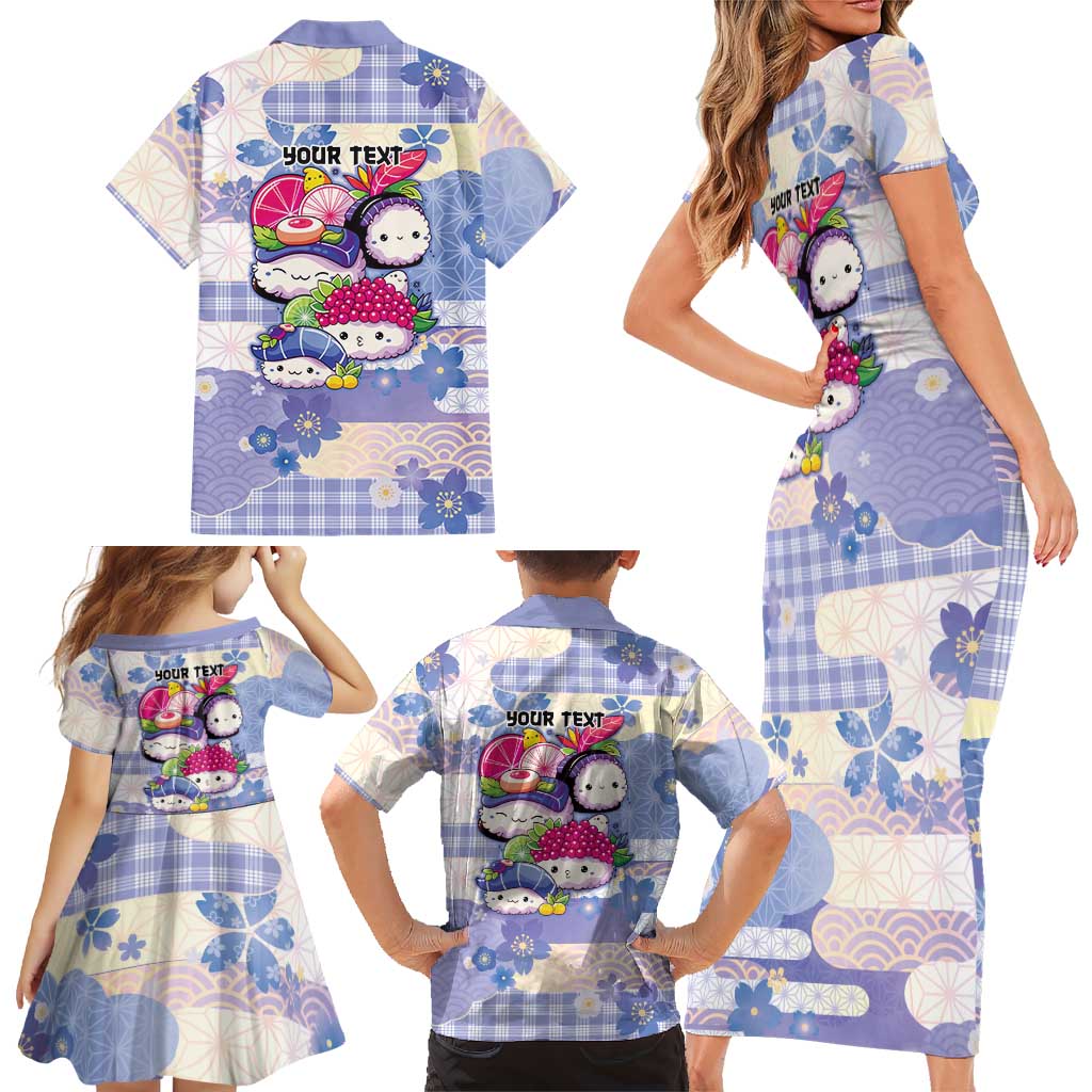 Personalized Japanese Kawaii Sushi Family Matching Short Sleeve Bodycon Dress and Hawaiian Shirt Blue Wagara Palaka This Is How I Roll LT9 - Polynesian Pride