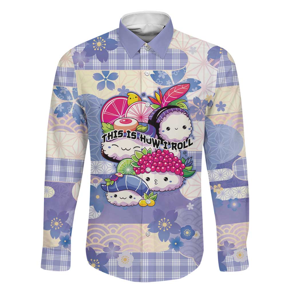 Personalized Japanese Kawaii Sushi Family Matching Short Sleeve Bodycon Dress and Hawaiian Shirt Blue Wagara Palaka This Is How I Roll LT9 Dad's Shirt - Long Sleeve Blue - Polynesian Pride