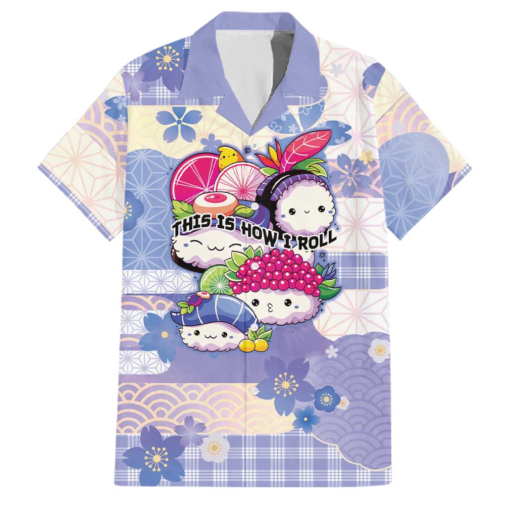 Personalized Japanese Kawaii Sushi Family Matching Summer Maxi Dress and Hawaiian Shirt Blue Wagara Palaka This Is How I Roll LT9 Dad's Shirt - Short Sleeve Blue - Polynesian Pride