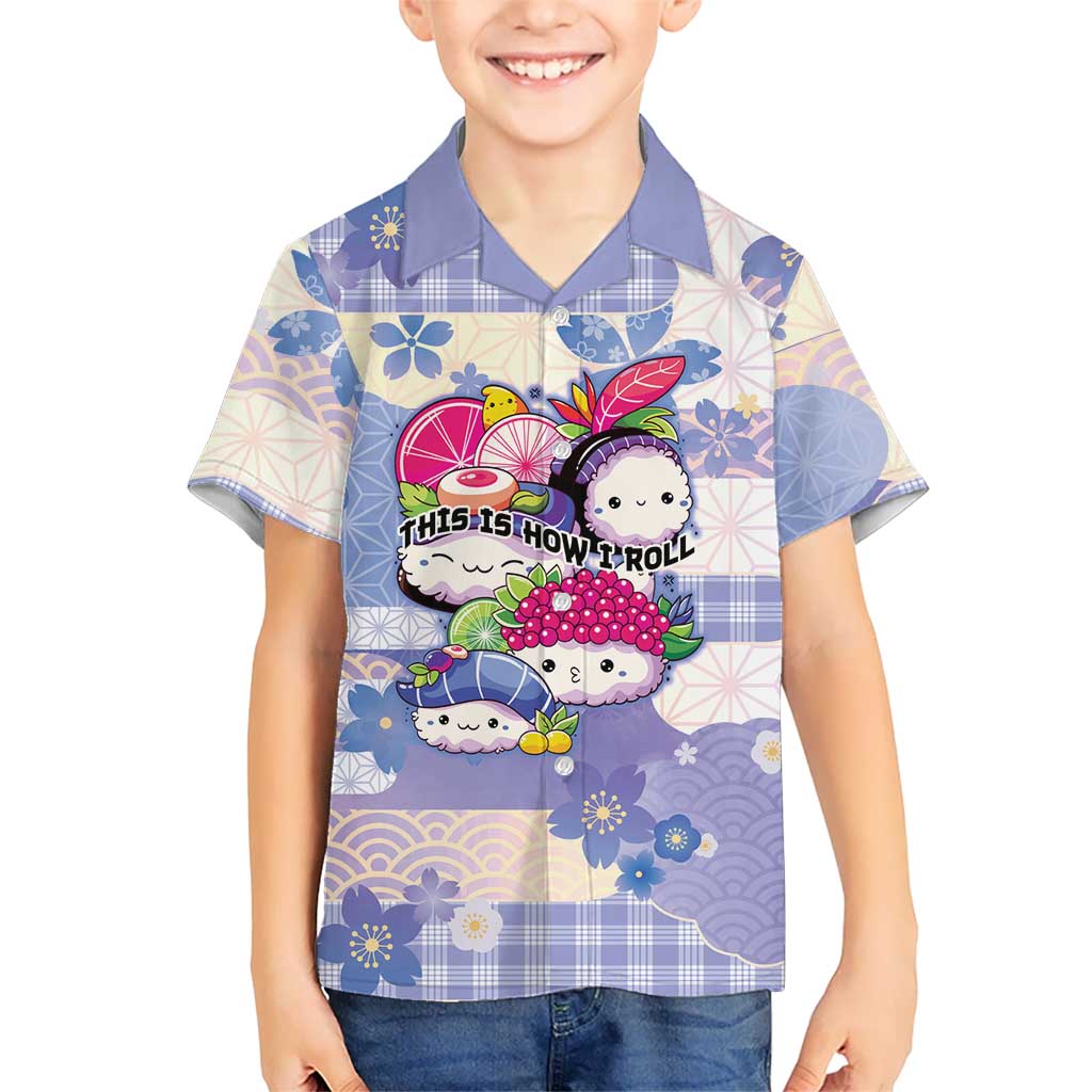 Personalized Japanese Kawaii Sushi Family Matching Summer Maxi Dress and Hawaiian Shirt Blue Wagara Palaka This Is How I Roll LT9 Son's Shirt Blue - Polynesian Pride