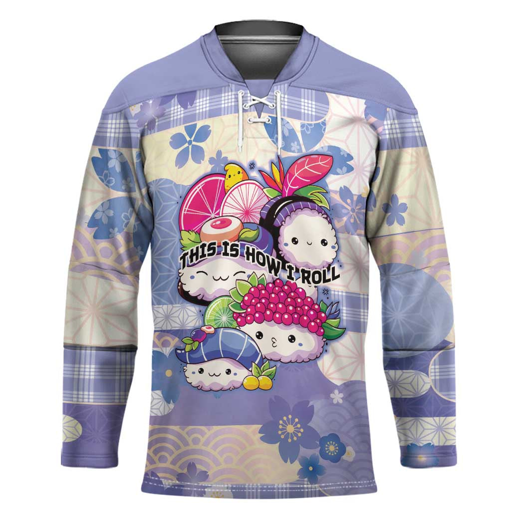 Personalized Japanese Kawaii Sushi Hockey Jersey Blue Wagara Palaka This Is How I Roll