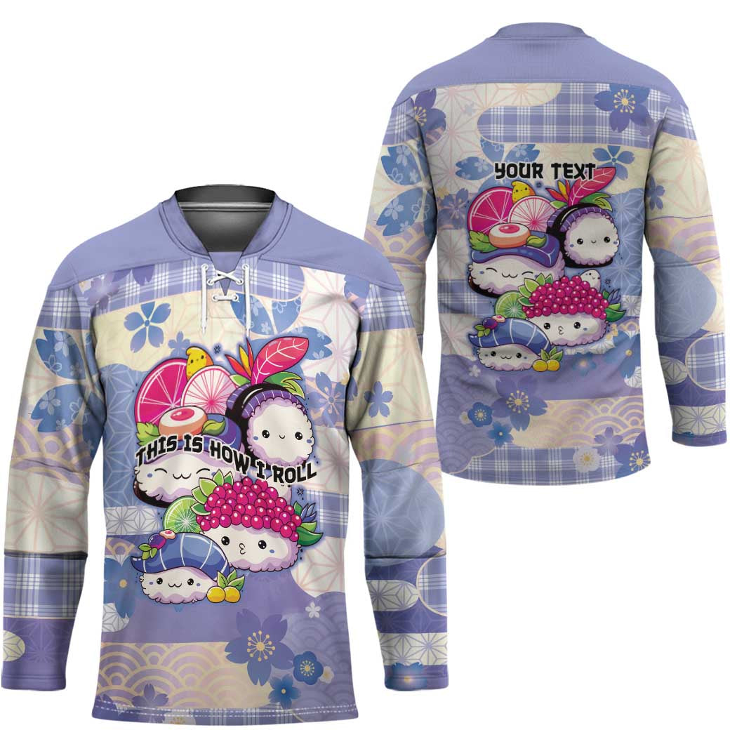 Personalized Japanese Kawaii Sushi Hockey Jersey Blue Wagara Palaka This Is How I Roll
