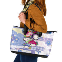 Japanese Kawaii Sushi Leather Tote Bag Blue Wagara Palaka This Is How I Roll LT9 Blue - Polynesian Pride