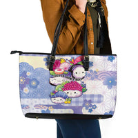 Japanese Kawaii Sushi Leather Tote Bag Blue Wagara Palaka This Is How I Roll LT9 - Polynesian Pride