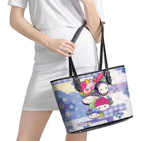 Japanese Kawaii Sushi Leather Tote Bag Blue Wagara Palaka This Is How I Roll LT9 - Polynesian Pride