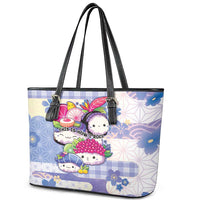 Japanese Kawaii Sushi Leather Tote Bag Blue Wagara Palaka This Is How I Roll LT9 - Polynesian Pride
