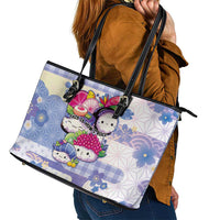 Japanese Kawaii Sushi Leather Tote Bag Blue Wagara Palaka This Is How I Roll LT9 - Polynesian Pride