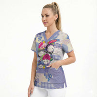 Personalized Japanese Kawaii Sushi Scrub Top Blue Wagara Palaka This Is How I Roll