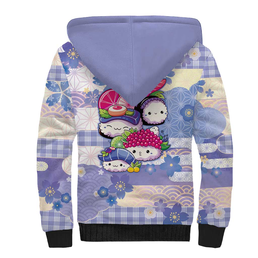 Personalized Japanese Kawaii Sushi Sherpa Hoodie Blue Wagara Palaka This Is How I Roll
