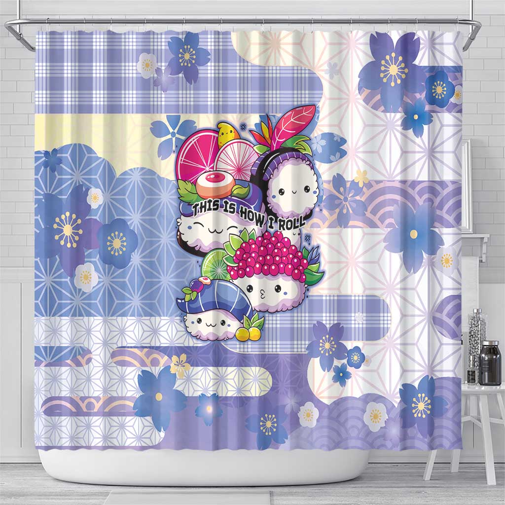 Japanese Kawaii Sushi Shower Curtain Blue Wagara Palaka This Is How I Roll