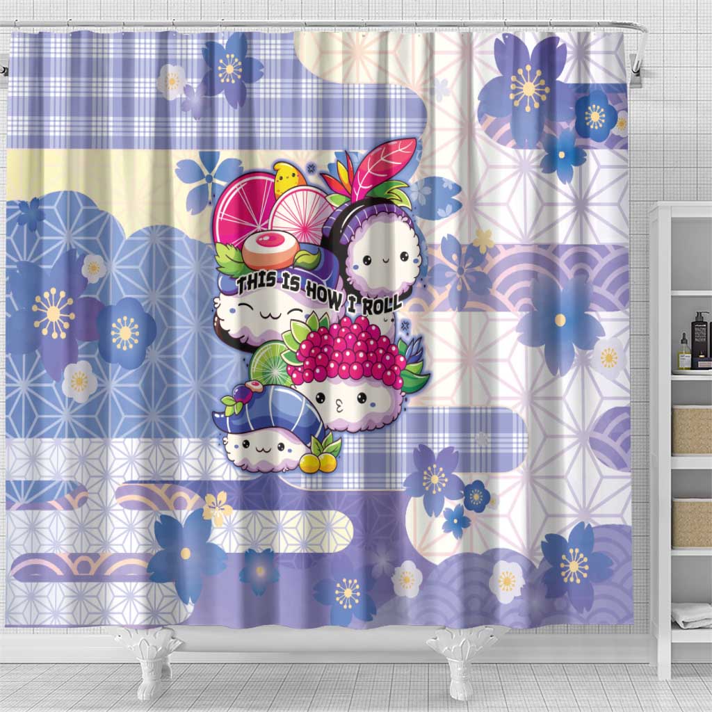 Japanese Kawaii Sushi Shower Curtain Blue Wagara Palaka This Is How I Roll