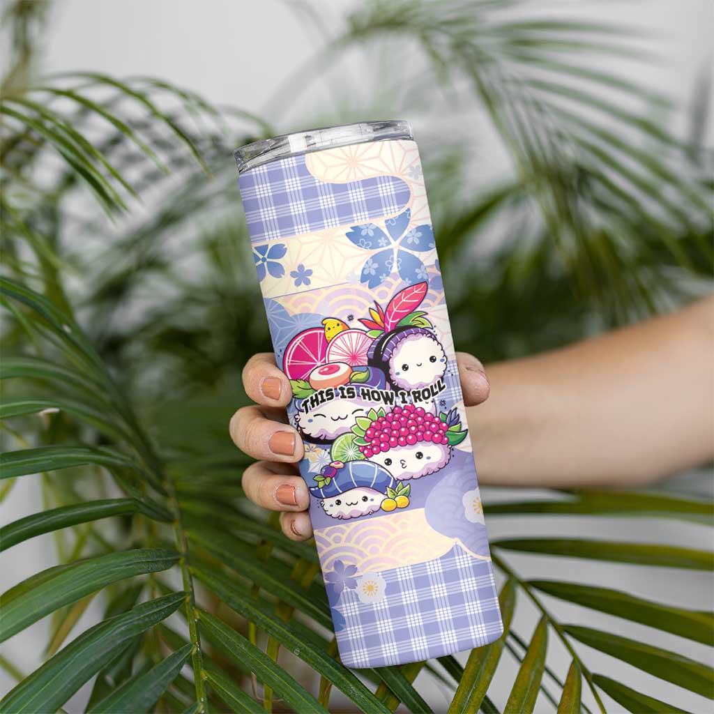Personalized Japanese Kawaii Sushi Skinny Tumbler Blue Wagara Palaka This Is How I Roll
