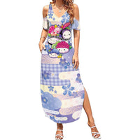 Personalized Japanese Kawaii Sushi Summer Maxi Dress Blue Wagara Palaka This Is How I Roll