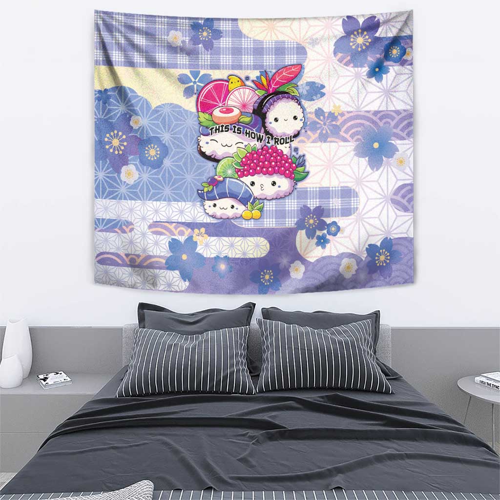 Japanese Kawaii Sushi Tapestry Blue Wagara Palaka This Is How I Roll