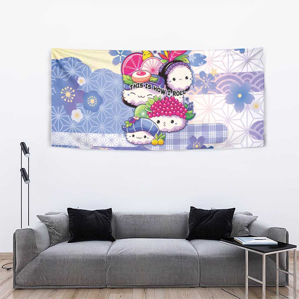 Japanese Kawaii Sushi Tapestry Blue Wagara Palaka This Is How I Roll