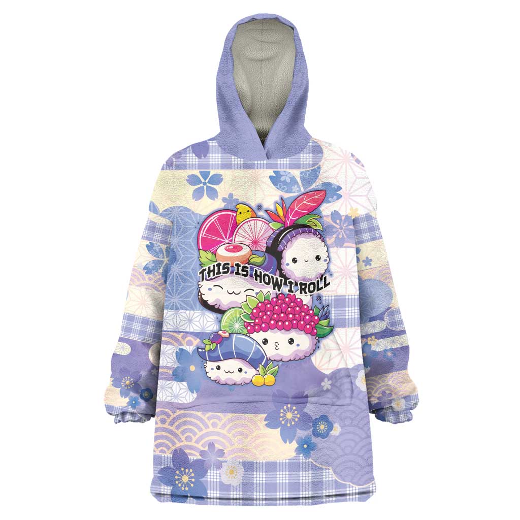 Personalized Japanese Kawaii Sushi Wearable Blanket Hoodie Blue Wagara Palaka This Is How I Roll