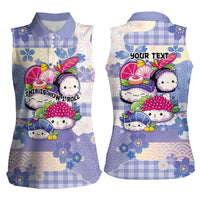 Personalized Japanese Kawaii Sushi Women Sleeveless Polo Shirt Blue Wagara Palaka This Is How I Roll