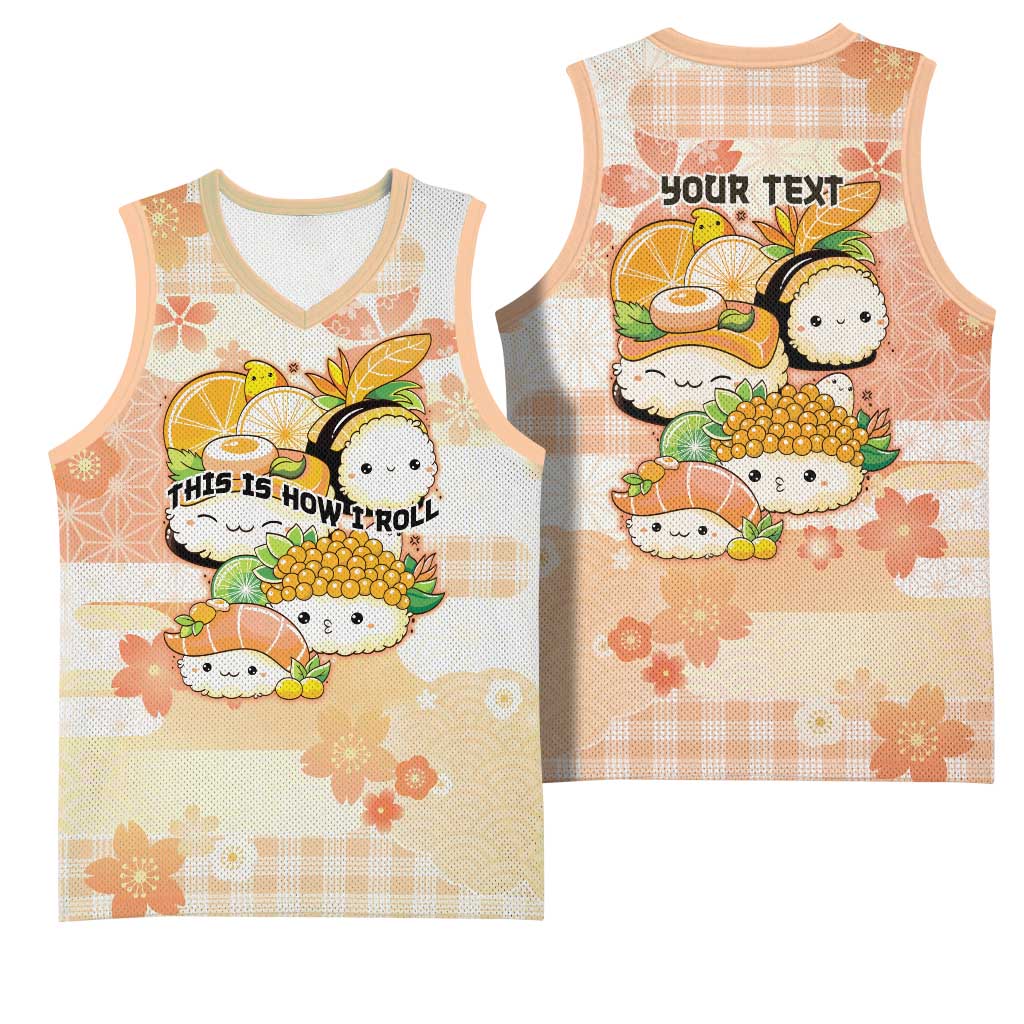 Personalized Japanese Kawaii Sushi Basketball Jersey Peach Wagara Palaka This Is How I Roll