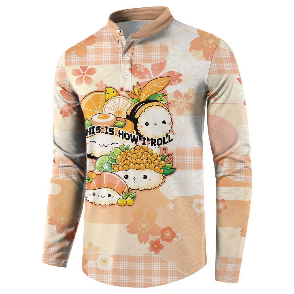 Personalized Japanese Kawaii Sushi Button Sweatshirt Peach Wagara Palaka This Is How I Roll