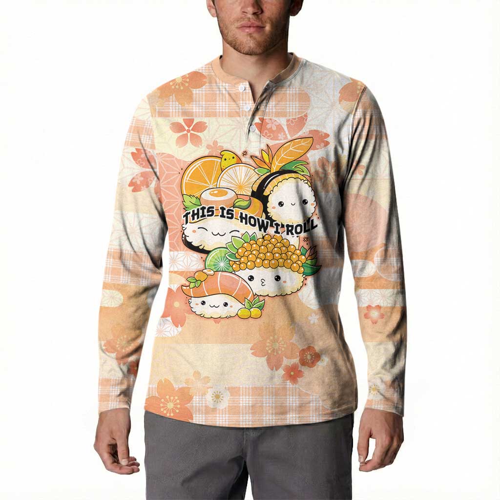 Personalized Japanese Kawaii Sushi Button Sweatshirt Peach Wagara Palaka This Is How I Roll