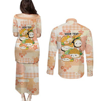 Personalized Japanese Kawaii Sushi Couples Matching Puletasi and Long Sleeve Button Shirt Peach Wagara Palaka This Is How I Roll