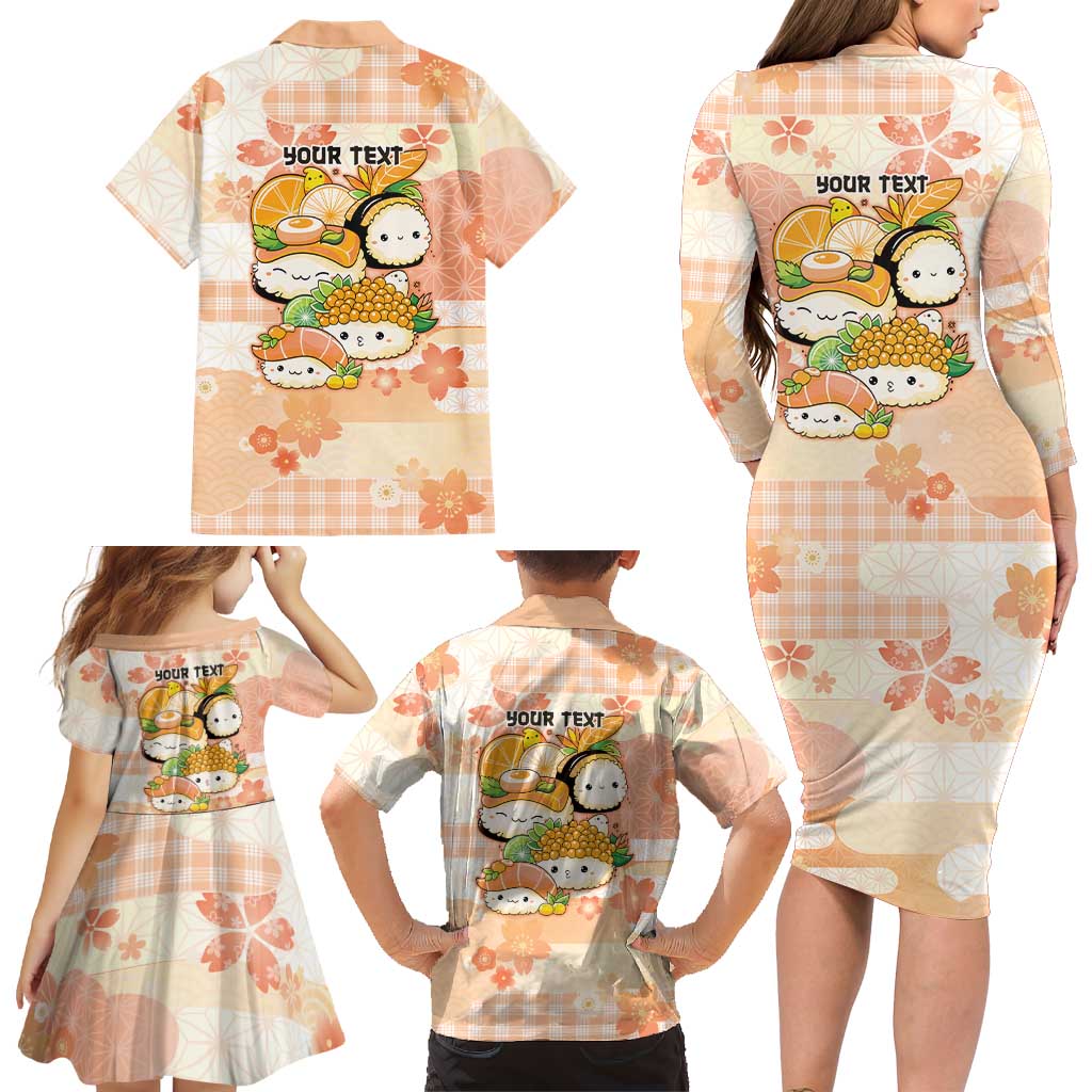 Personalized Japanese Kawaii Sushi Family Matching Long Sleeve Bodycon Dress and Hawaiian Shirt Peach Wagara Palaka This Is How I Roll LT9 - Polynesian Pride