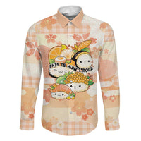 Personalized Japanese Kawaii Sushi Family Matching Off The Shoulder Long Sleeve Dress and Hawaiian Shirt Peach Wagara Palaka This Is How I Roll LT9 Dad's Shirt - Long Sleeve Peach - Polynesian Pride