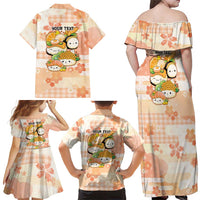 Personalized Japanese Kawaii Sushi Family Matching Off Shoulder Maxi Dress and Hawaiian Shirt Peach Wagara Palaka This Is How I Roll LT9 - Polynesian Pride