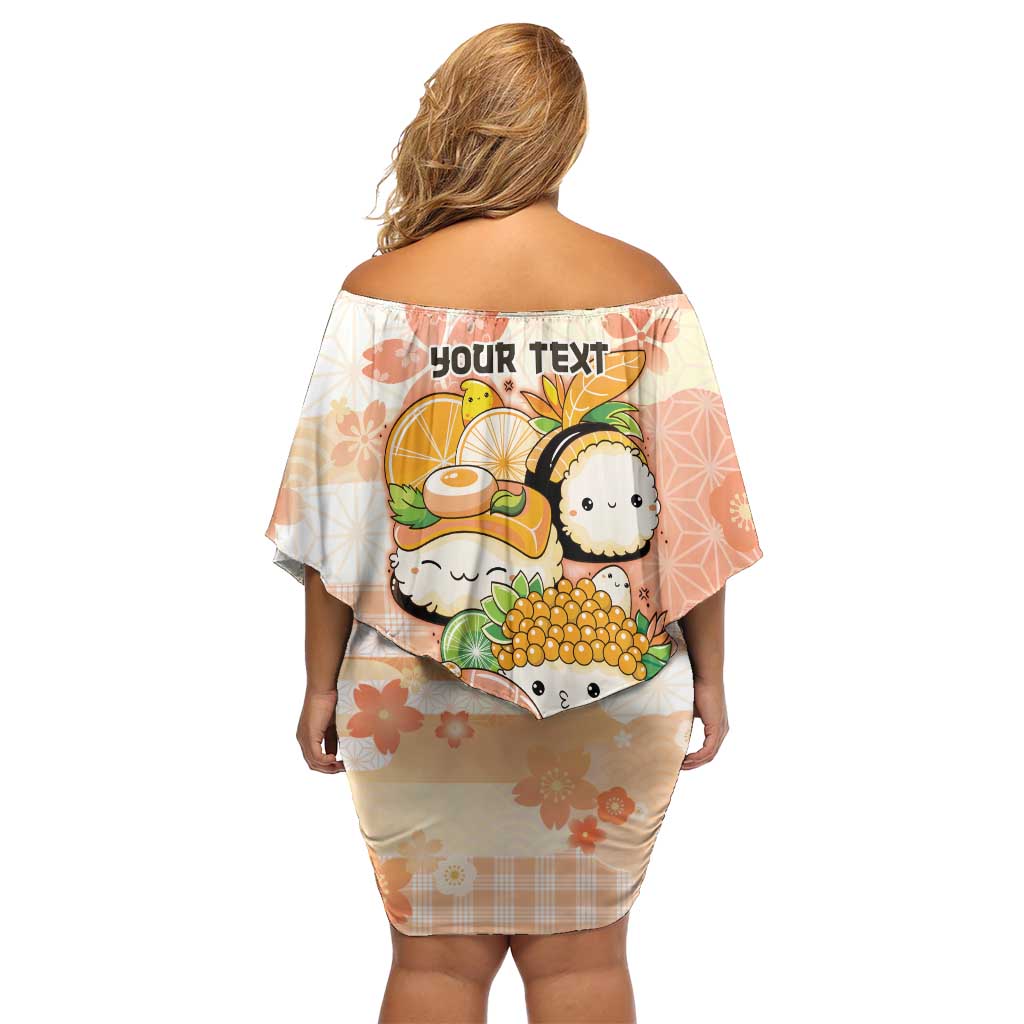 Personalized Japanese Kawaii Sushi Family Matching Off Shoulder Short Dress and Hawaiian Shirt Peach Wagara Palaka This Is How I Roll LT9 - Polynesian Pride